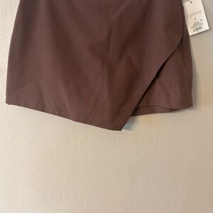 Target Brown Wrap-Style Mini Skirt
